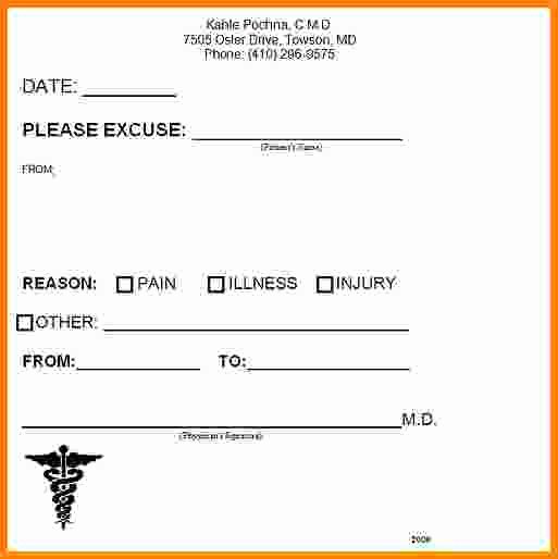 Dr Note Excuse From Work Elegant 9 Free Printable Doctors Note for Work