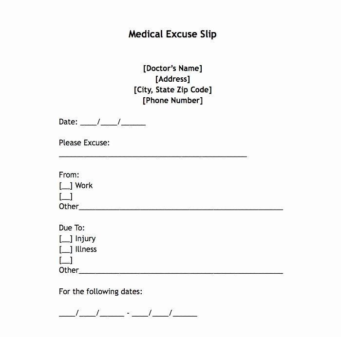 Dr Note Excuse From Work Lovely 25 Free Printable Doctor Notes Templates for Work Updated