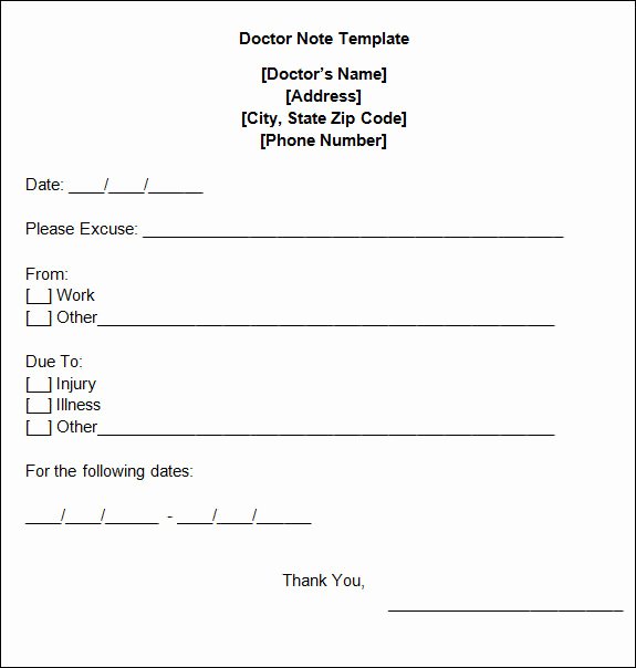 Dr Note Excuse From Work Luxury 5 Free Fake Doctors Note Templates