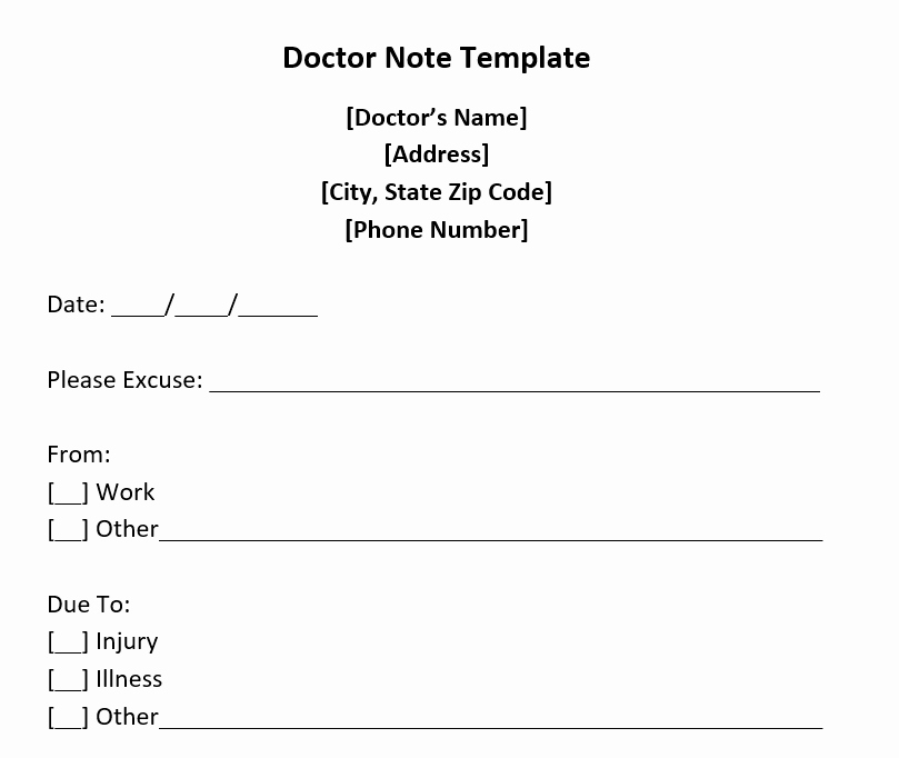 Dr Note Excuse From Work New Fake Doctors Note Template – 27 Free Word Pot Pdf
