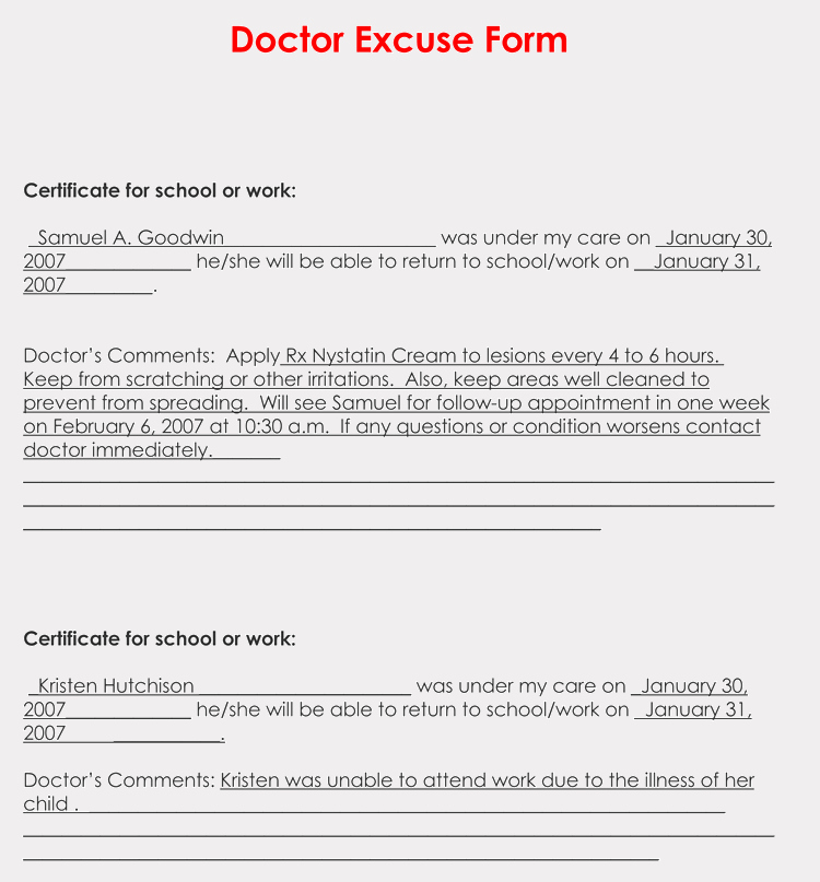 Dr Notes for School Elegant 36 Free Fill In Blank Doctors Note Templates for Work