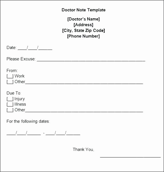 Dr Notes for School Elegant Fake Doctors Note Template for Work or School Pdf