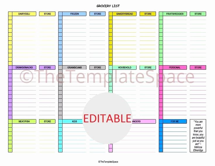Editable Grocery List Template Awesome 17 Best Ideas About Grocery List Templates On Pinterest