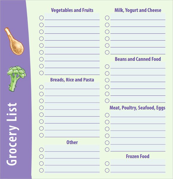 Editable Grocery List Template Elegant Grocery List Template 9 Free Samples Examples format