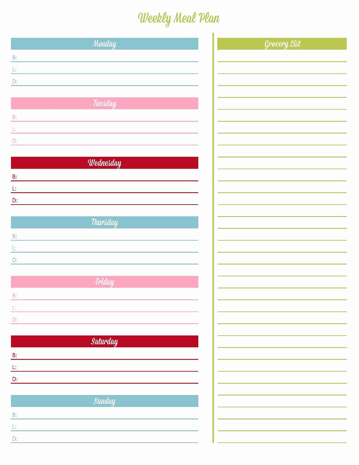 Editable Grocery List Template Fresh Weekly Meal Plan Printable Editable Instant Download with