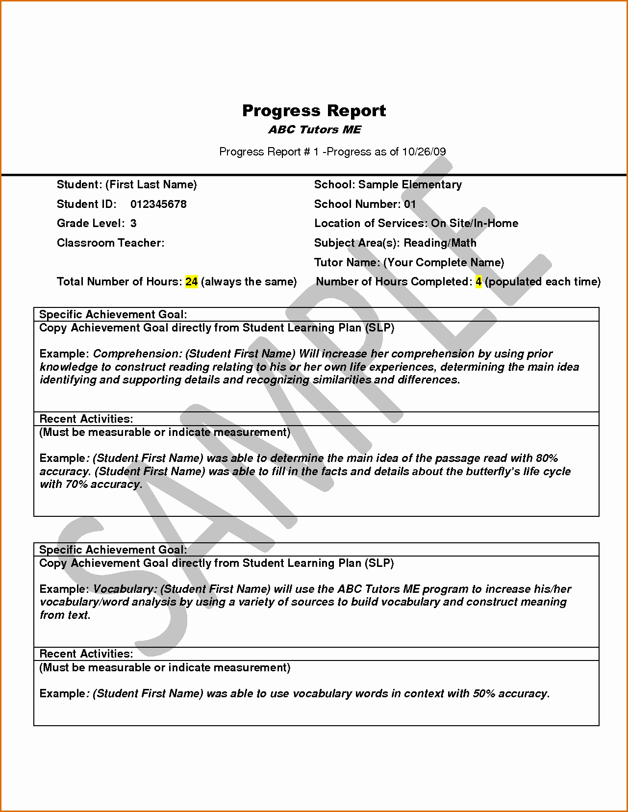 Elementary Progress Report Templates Awesome 12 Weekly Progress Report Template