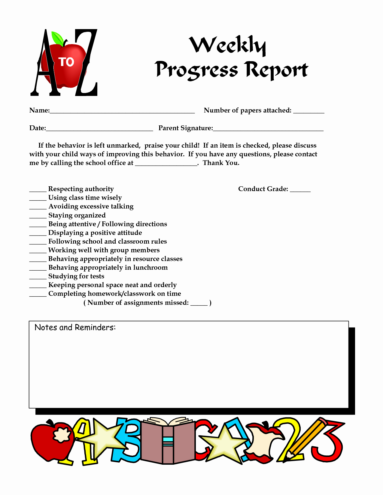 Elementary Progress Report Templates Inspirational Best S Of Weekly Progress Report Sample School