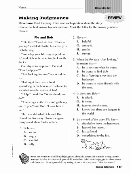 Elements Of Plot Quiz Beautiful Story Elements Making Judgments Worksheet for 4th 5th