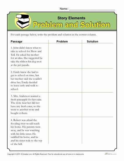 Elements Of Plot Quiz New Story Elements Worksheet Problem and solution