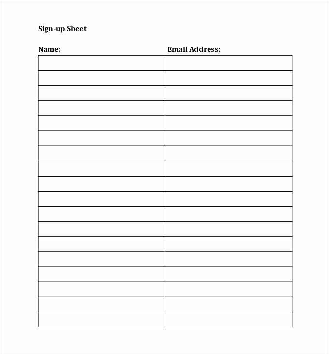 Email Sign In Sheet Elegant Sign Up Sheets 58 Free Word Excel Pdf Documents