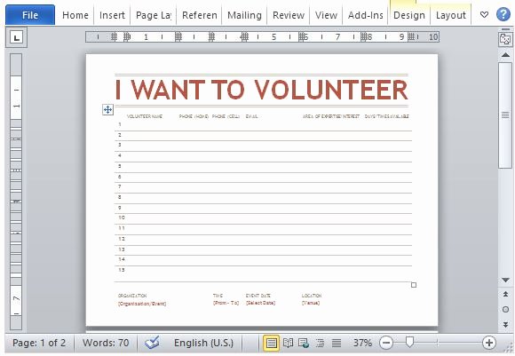 Email Sign In Sheet Lovely Volunteer Sign Up Sheet Template for Word