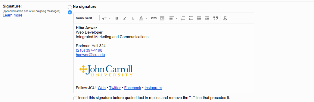 Email Signature for College Graduate Unique Create Your Jcu Email Signature – John Carroll University