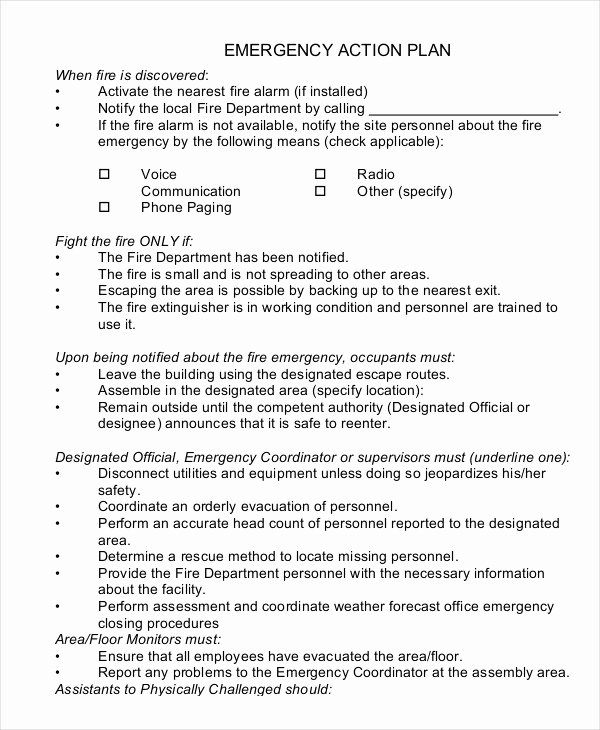 Emergency Action Plan Sample Unique Emergency Action Plan Template 10 Free Sample Example