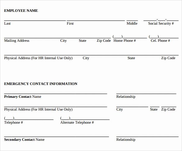 Emergency Contact form for Employers Awesome Emergency Contact forms 11 Download Free Documents In
