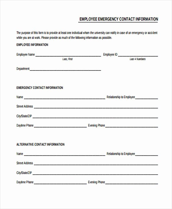 emergency contact form example