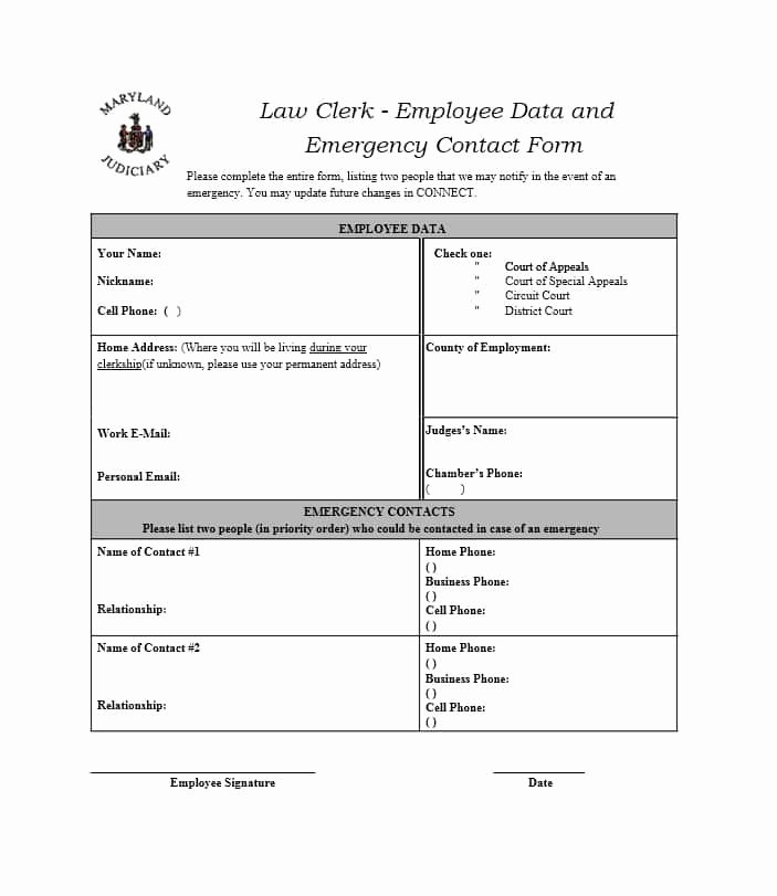 Emergency Contact form for Employers Luxury 54 Free Emergency Contact forms [employee Student]