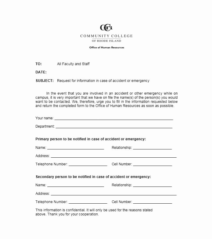 Emergency Contact form for Employers Luxury 54 Free Emergency Contact forms [employee Student]