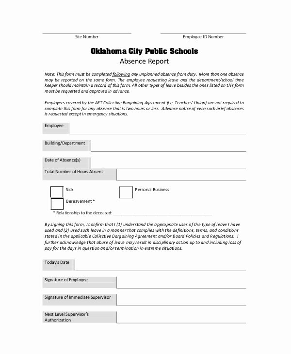 Employee Absence form Template Best Of 9 Absence Report Templates Pdf Word