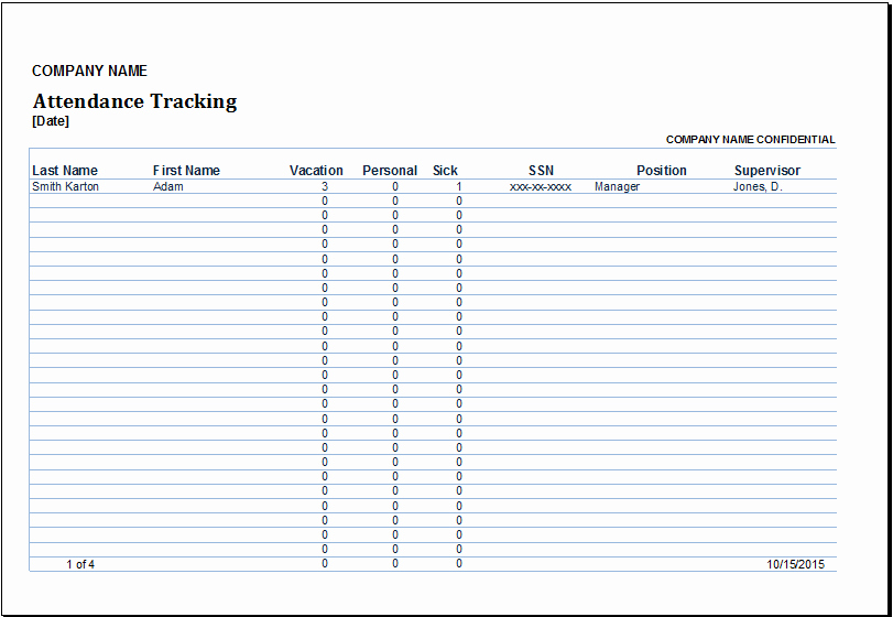 Employee Absence form Template Inspirational Excel Employee attendance Tracker Template