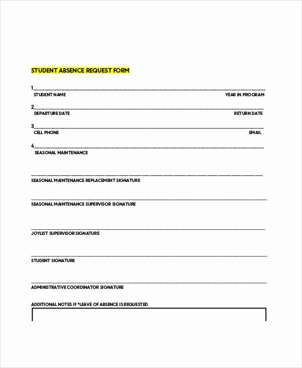 Employee Absence form Template Lovely Sample Absence Request form 11 Examples In Word Pdf