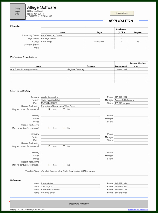 Employee Information Sheet Template Beautiful Job Application Record Template
