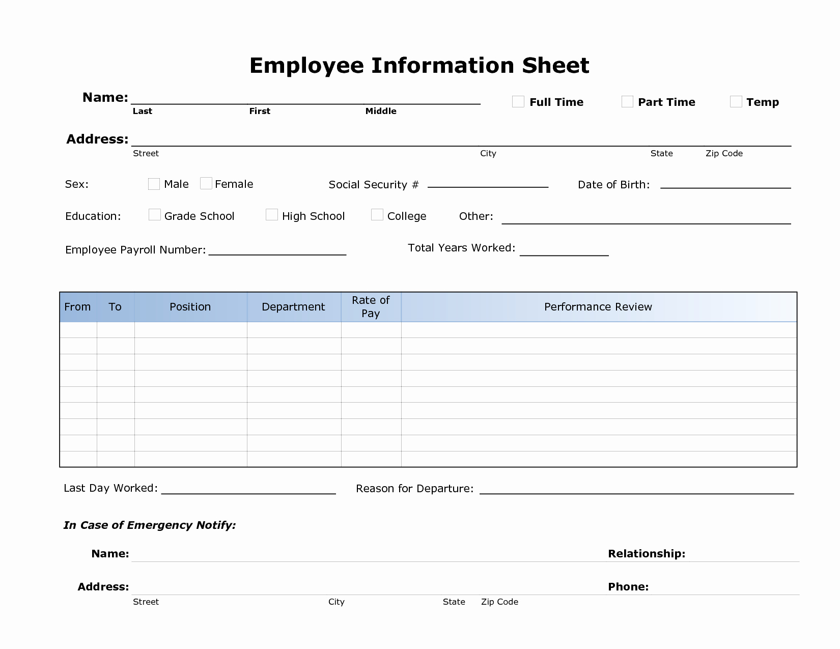 Employee Information Sheet Template Inspirational Best S Of Employee Information Template Employee