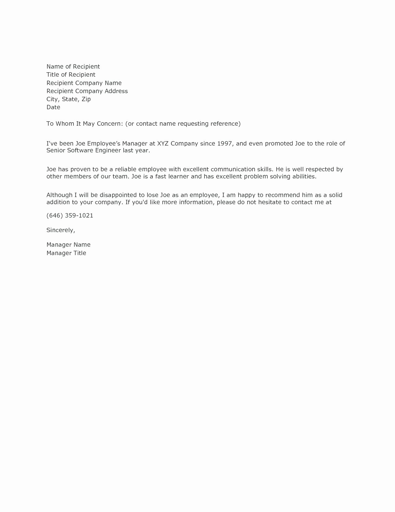 Employee Recommendation Letter Example Beautiful 10 former Employee Re Mendation Letter Sample