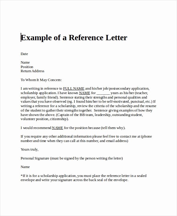 Employee Reference Letter Examples Lovely Personal Reference Letter 7 Free Word Excel Pdf
