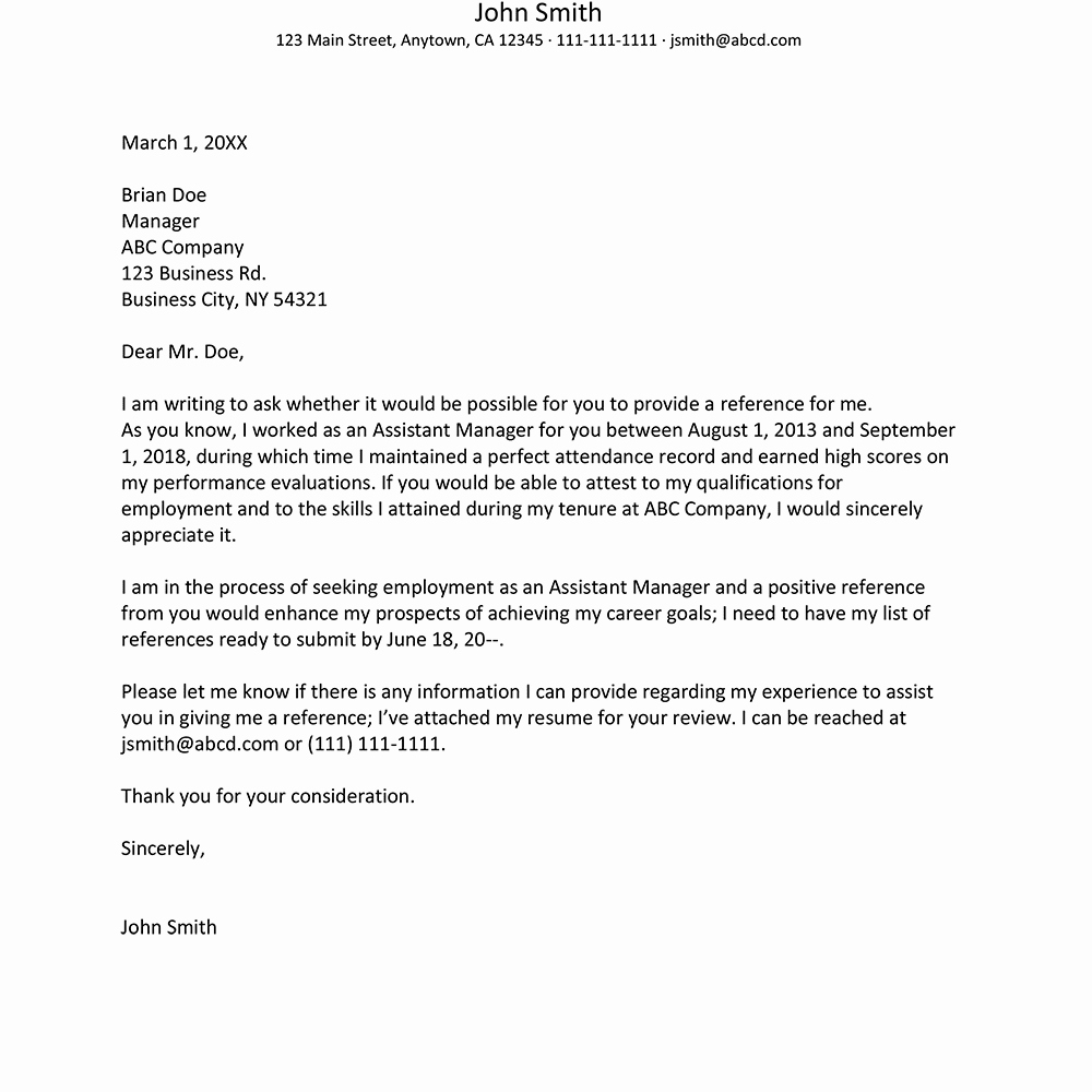 Employee Reference Letter Examples Unique Sample Reference Request Letter