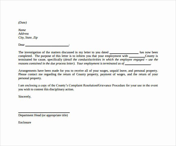 Employee Termination Letter Sample Elegant Sample Termination Letter for the Workplace