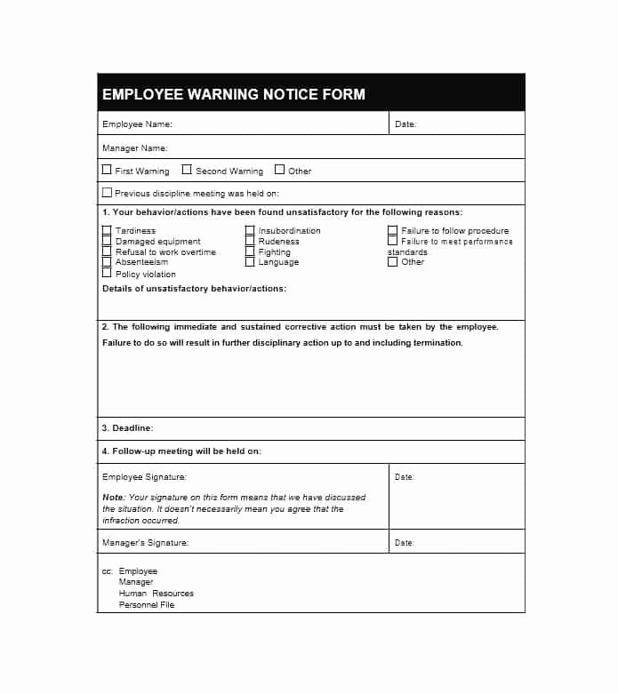 Employee Warning Notice Sample Inspirational Employee Warning Notice – Business form Letter Template