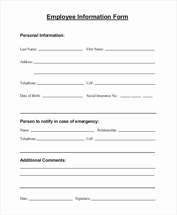 Employees Personal Information form Awesome Sample Employee Information form 10 Examples In Pdf Word