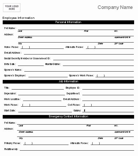Employees Personal Information form Best Of 19 Best Images About Employee forms On Pinterest