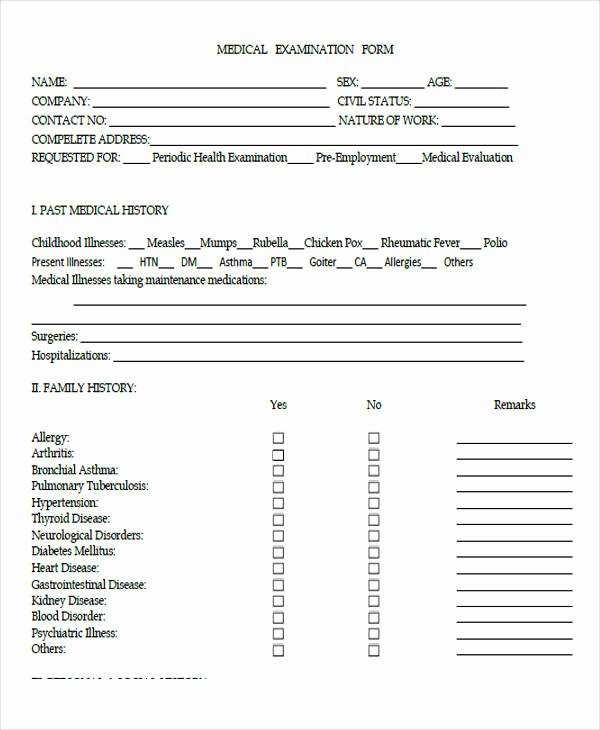 Employment History form Template Best Of Pre Employment Medical form Template – Medical form Templates