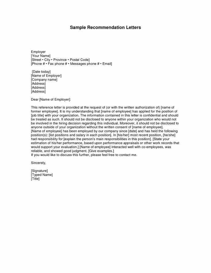 Employment Letter Of Recommendation Inspirational [free] Letter Of Re Mendation Examples Samples