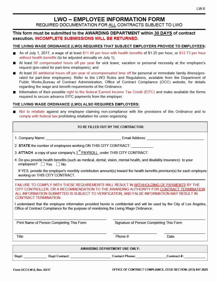Employment Personal Information forms Beautiful 47 Printable Employee Information forms Personnel