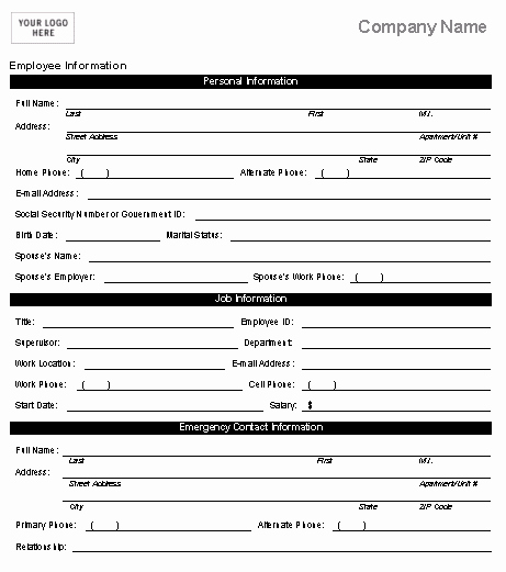 Employment Personal Information forms Elegant Here to This Free Template
