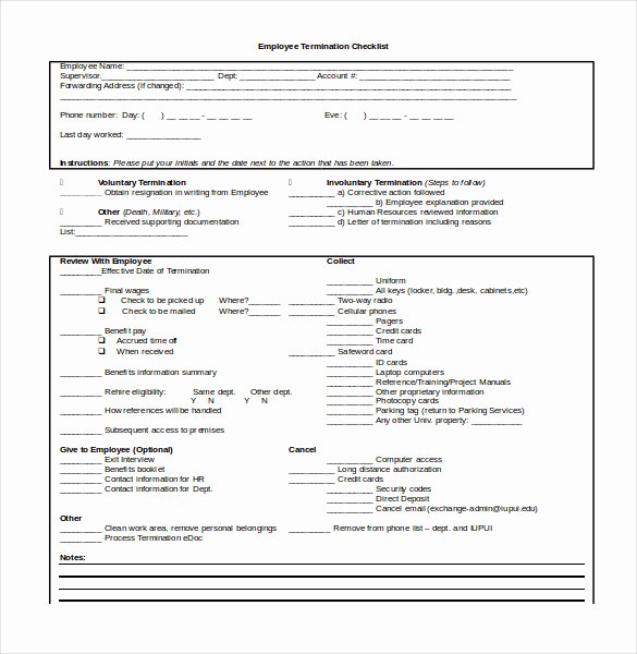 Employment Termination form Template Beautiful Employment Termination Checklist Template
