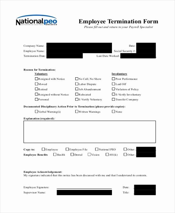 Employment Termination form Template Lovely 19 Employee Termination Templates Word Pdf Excel