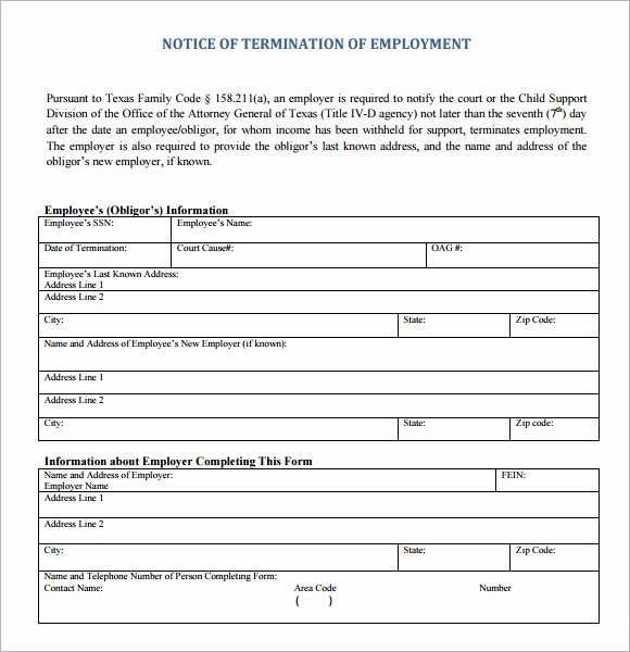 Employment Termination form Template Lovely Sample Termination Notice 6 Documents In Pdf Word