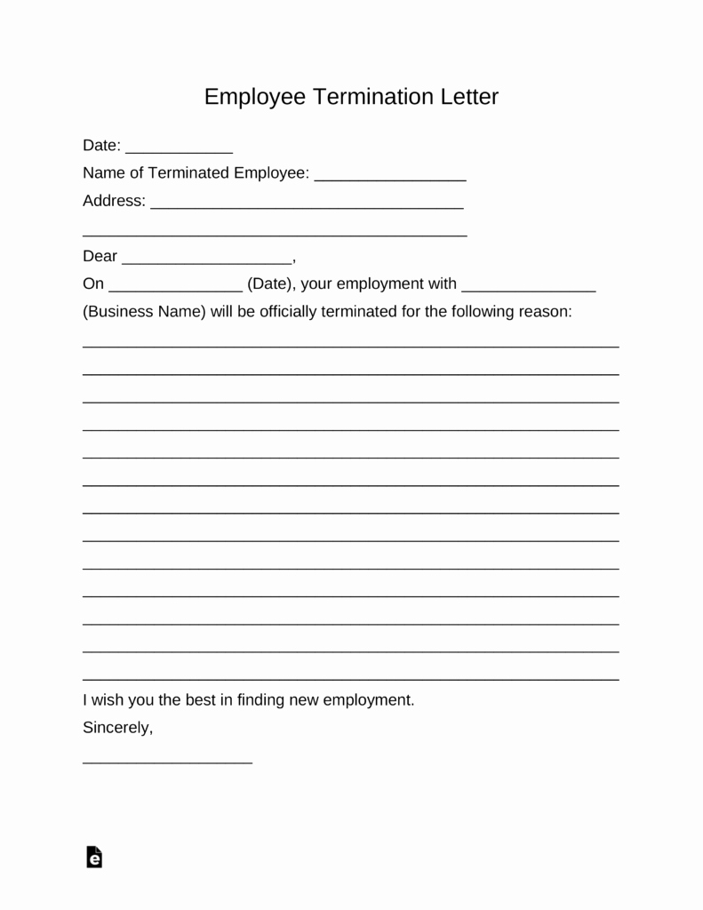 Employment Termination form Template Unique Free Employee Termination Letter Template Pdf