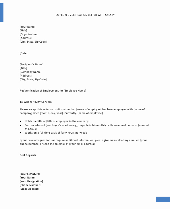 Employment Verification Letter form Unique Confirmation Employment Letter for Bank