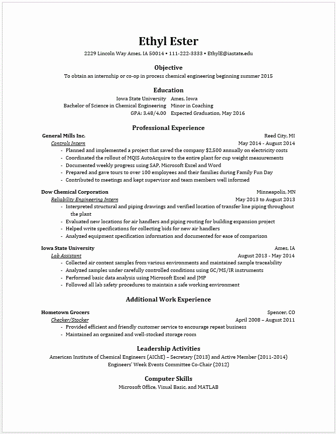 Engineering Student Resume Examples Awesome 7 Engineering Student Resume Examples