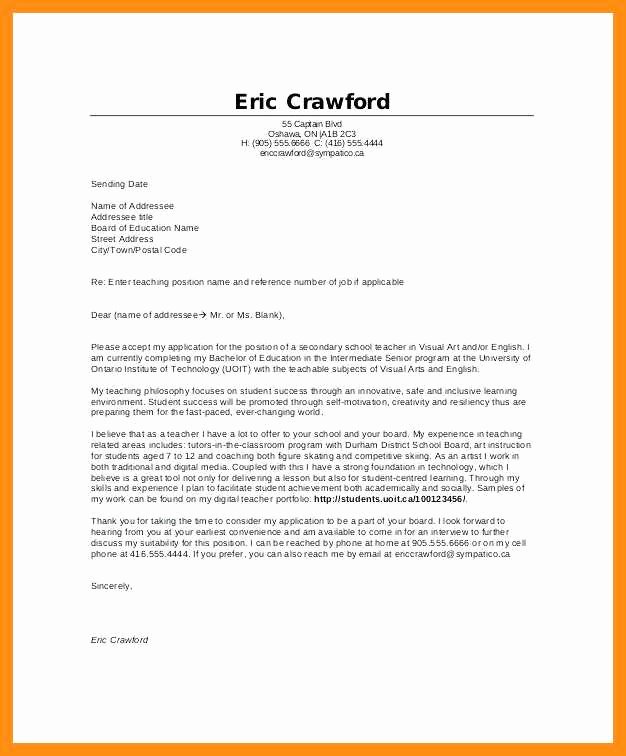 English Teacher Covering Letter New Application Letter In English Example 80 Cover Letter