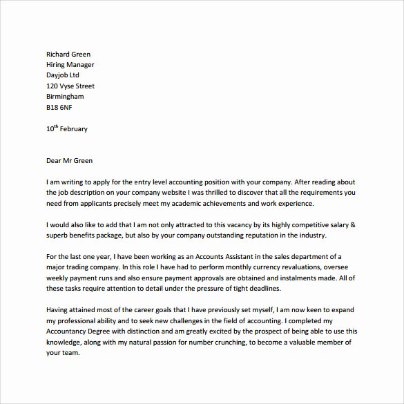 Entry Level Cover Letters Examples New Entry Level Cover Letter Templates 9 Free Samples