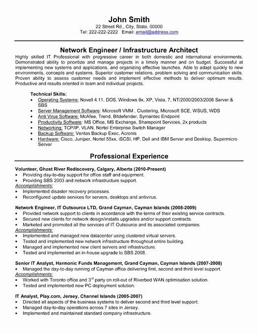 Entry Level Network Engineer Resume Elegant Pin by Jeff Lee On Resume Template