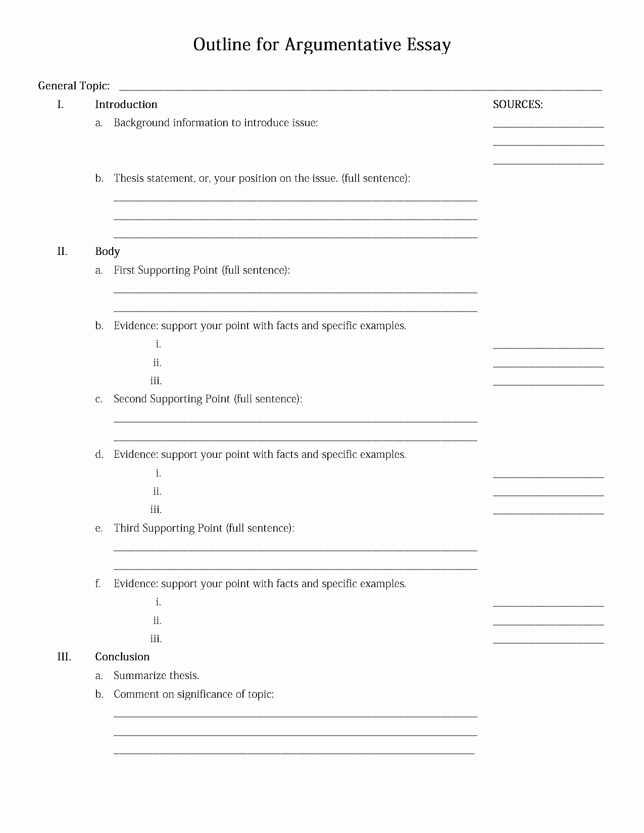 Essay Outline Template Printable Elegant 13 Best Of English Introduction Worksheet Essay