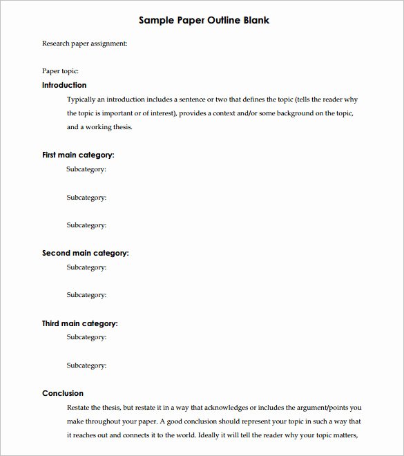Essay Outline Template Printable Inspirational Printable Research Paper Outline Template