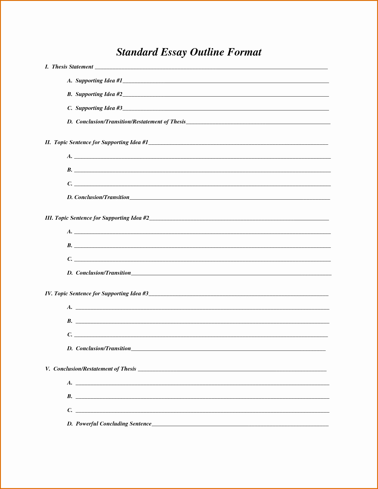 Essay Outline Template Printable Lovely 8 Essay Outline Template