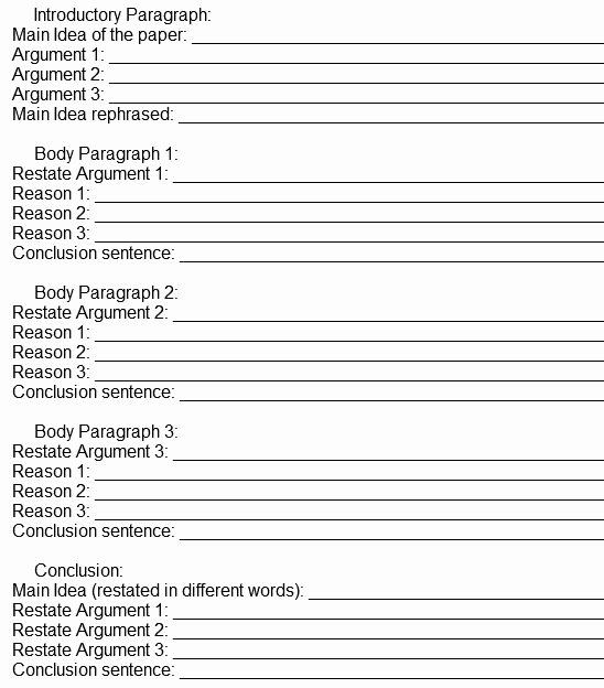 Essay Outline Template Printable Unique Printable Research Paper Outline Template